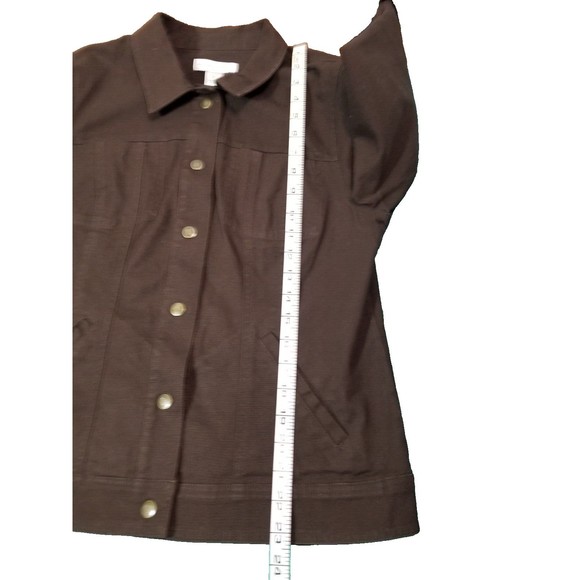 Christopher Banks Womens Roll Tab Long Sleeve Brown Button Up Jacket Sz Small - Picture 12 of 13